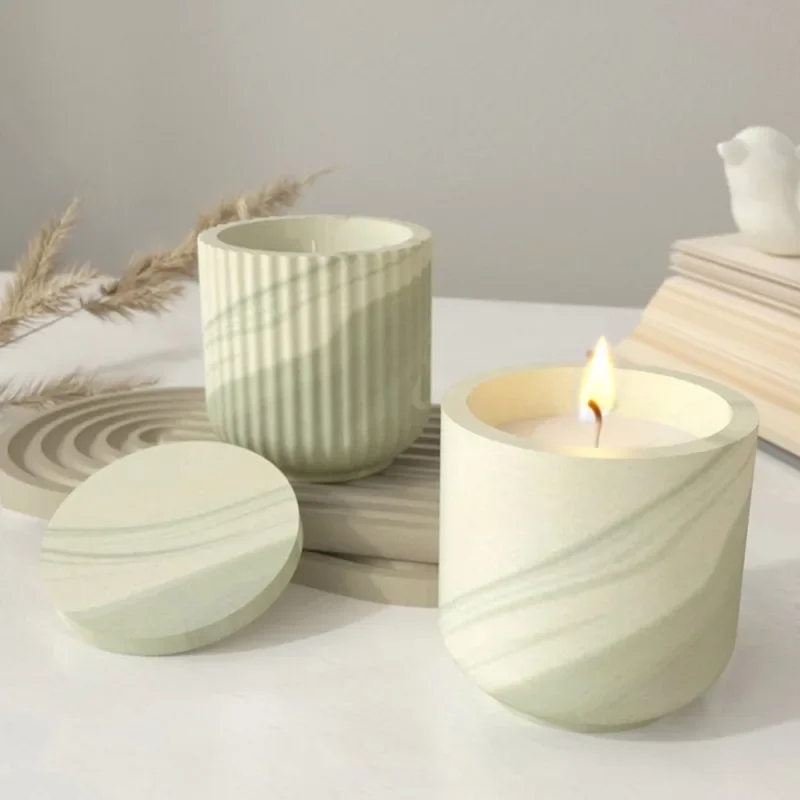 Molde de silicona para vela, pegamento de goteo de cristal, lata de almacenamiento a rayas, molde de resina de yeso DIY, portavelas, adorno hecho a mano, decoración del hogar
