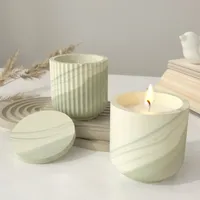 Candle Cup Silicone Mold Crystal Drip Glue Stripe Storage Can DIY Gypsum Resin Mold Candle Holder Ornament Handmade Home Decor