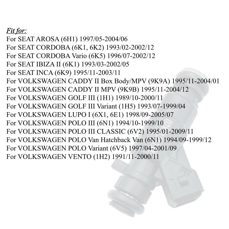 4 ​ قطعة حاقن وقود السيارة لمقعد أروسا 1997-2004 قرطبة 1993-2002 فولكس فاجن جولف III 1989-2000 بولو III 1999 فينتو 2000 0280155731