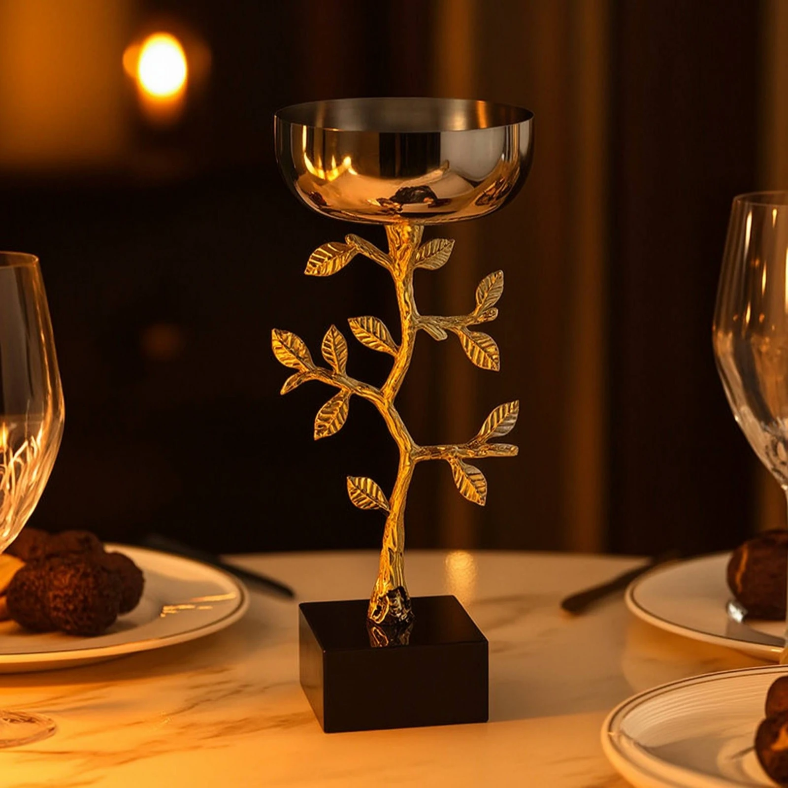 Sculptural Candle Holder Elegant Candle Holder with Leaf Details Candelabra Modern Luxe Decor Artistic for Dining Table