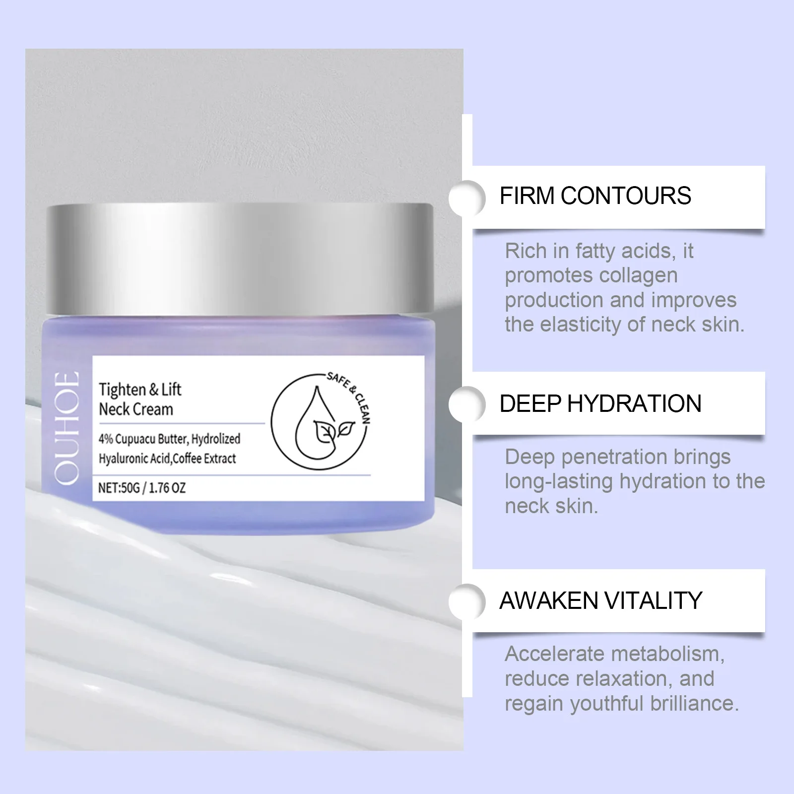 Nek Verstevigende Crème Anti-Aging Face Lifting Strakker Verlichting Gladmakende Lotion Hydrateren Nekverjonging Zorg Voor Crêpey Huid