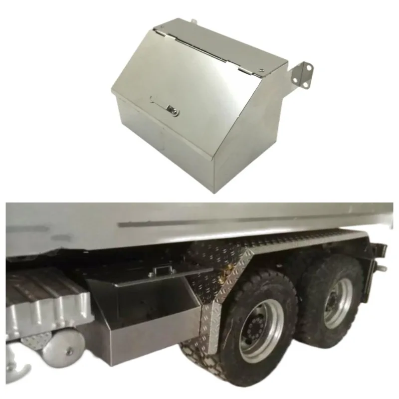 Stainless Steel Equipment Tool Box for Tamiya 1/14 RC Truck Scania 56360 Trailer Tractor Cargo Modification Part