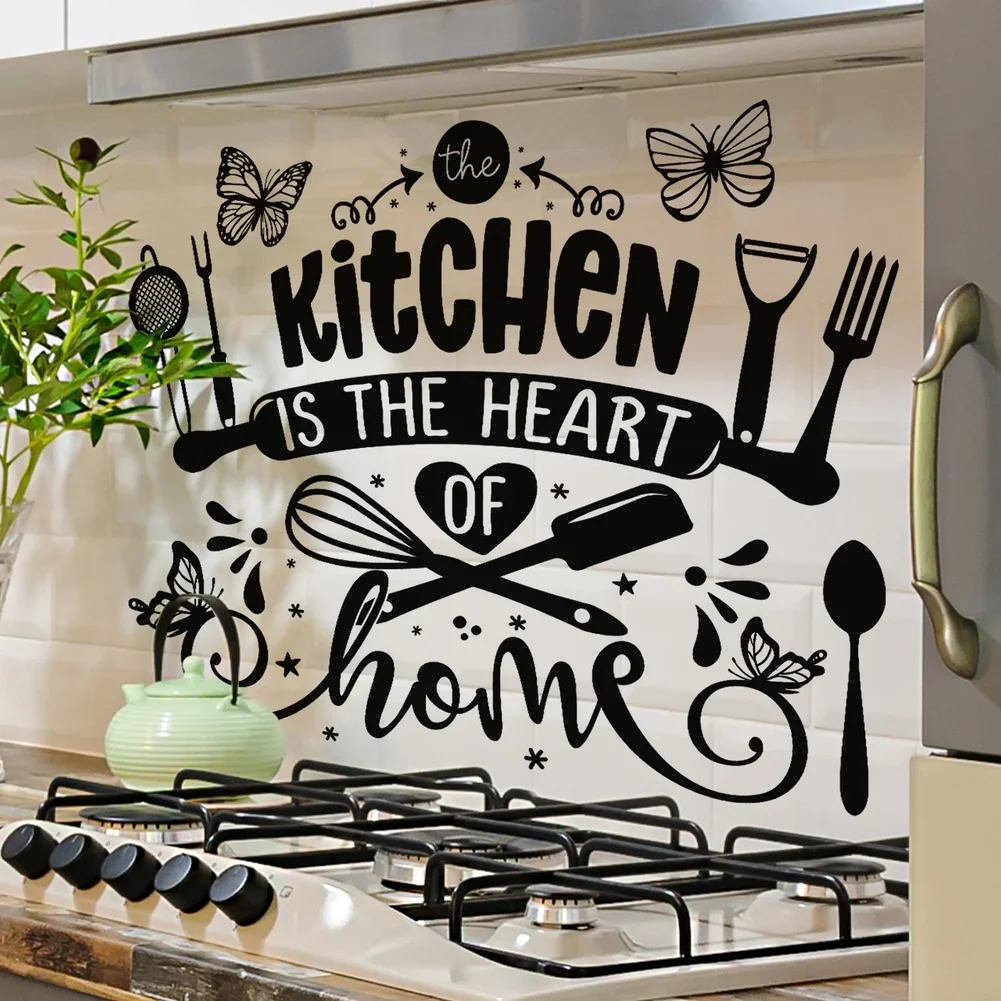 Home Kitchen Decor Kitchen Wall Sticker Easy Peel Wall Decoration Wall Sticker Self-adhesive No Tools Required