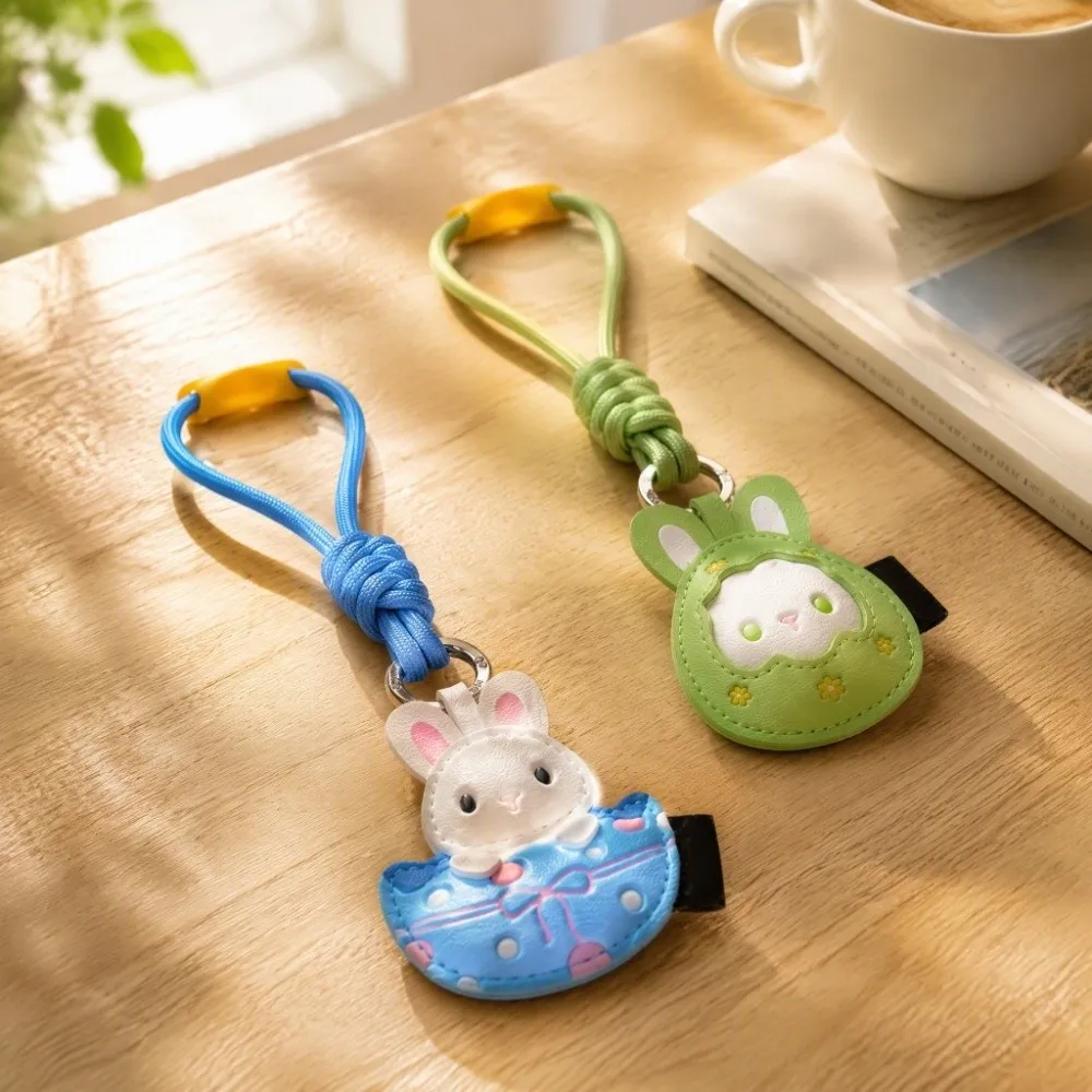 Ornament PU Leather Easter Keychain Cute Design Bunny Egg Design Keychain Pendant Rabbit Egg Design Bag Charm Easter Holiday