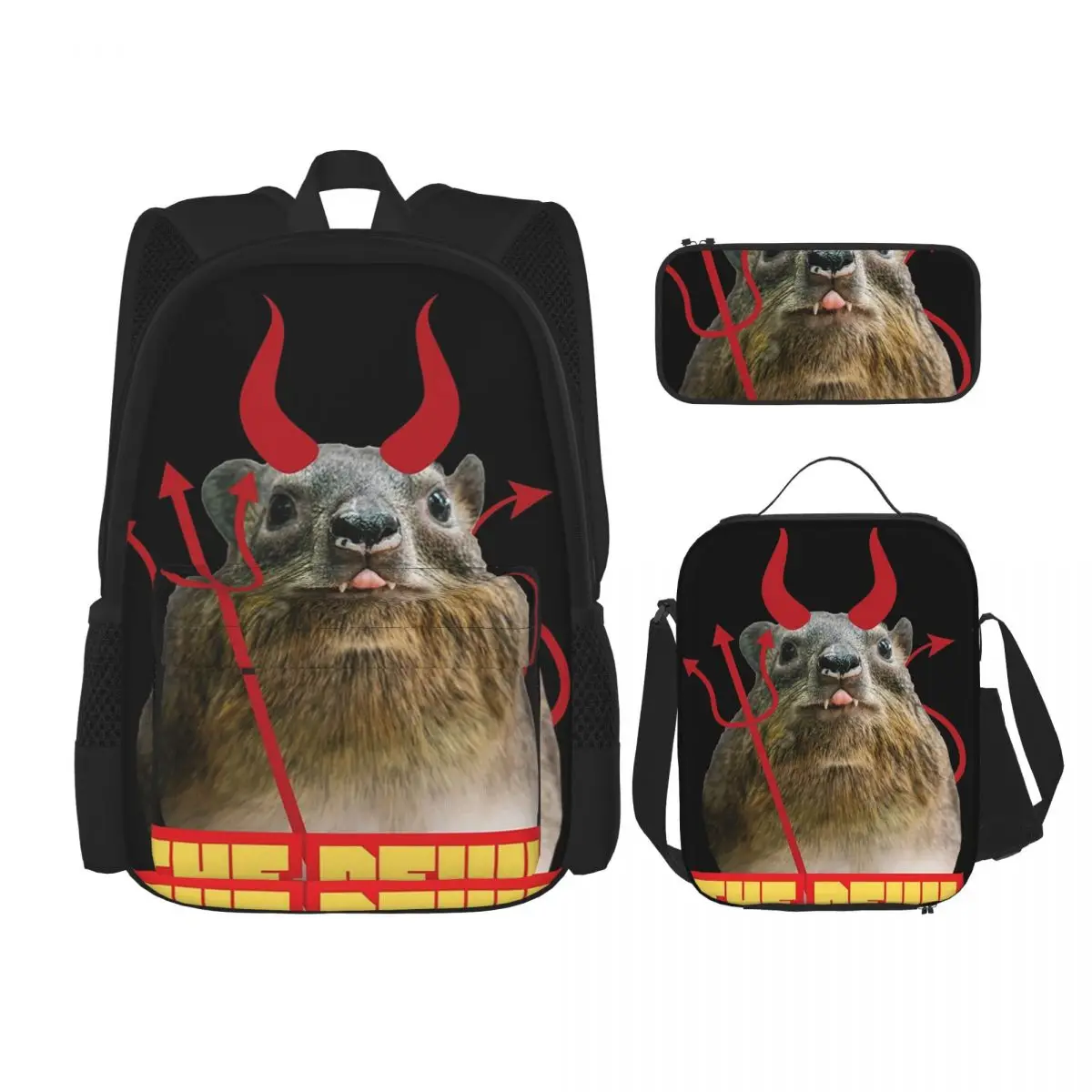 

Рюкзаки Rock Hyrax Devil, сумка для книг для мальчиков и девочек, детские школьные сумки, детский рюкзак, сумка для обеда, сумка для ручек, набор из трех предметов