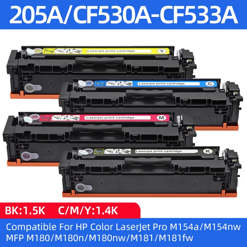 

205A CF530A CF531A CF532A CF533A Toner cartridge Compatible for HP Laserjet Pro M154a M154nw MFP M180n M180nw M181fw Printer