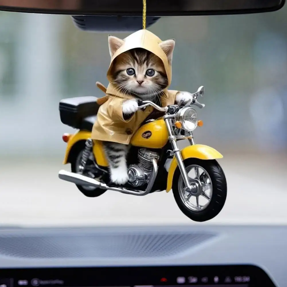 Super Cute Car Mirror Hanging Ornament with Lanyard Easy to Hang Cat Pendant Xmas Tree Cat Shaped Pendant Car Accessories