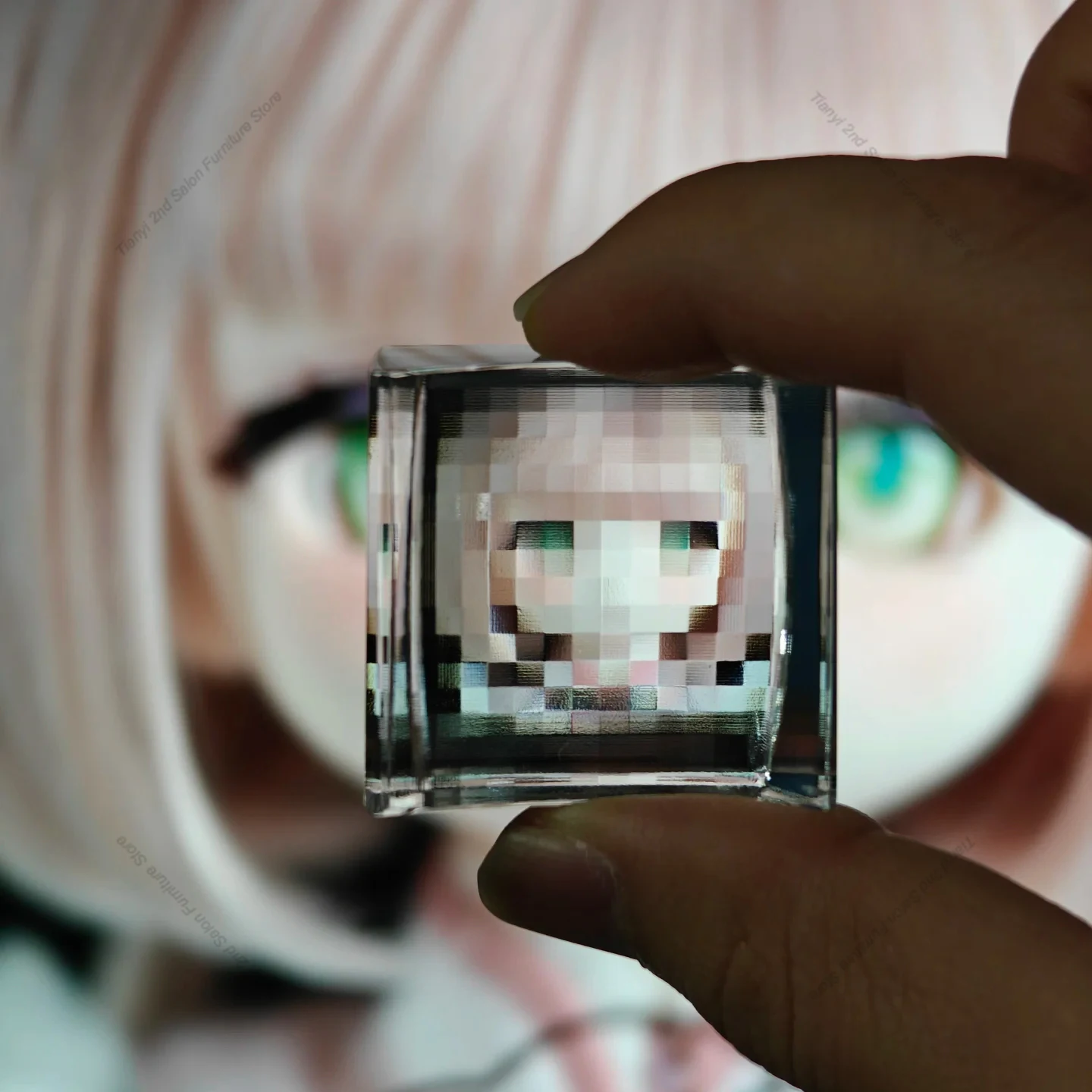 Crystal Pixel Stone Photography Props Gift Unique Premium Gift Pixel Filter Creative Toy for MC Game Players Pixel-world