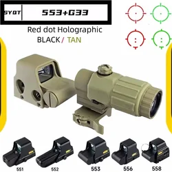 556 558 Holographic Red Green Dot Sight Combo G33 Quick Detach Built-in Flip Tactical Scope Hunting Airsoft Collimator 20mm Rail