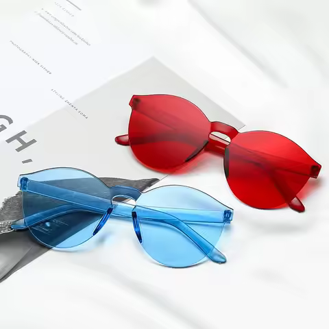 Rimless Sunglasses Candy Color Gradient Beach Eyewear Party Funny Casual Shape Plastic Очки Солнечн For Adult
