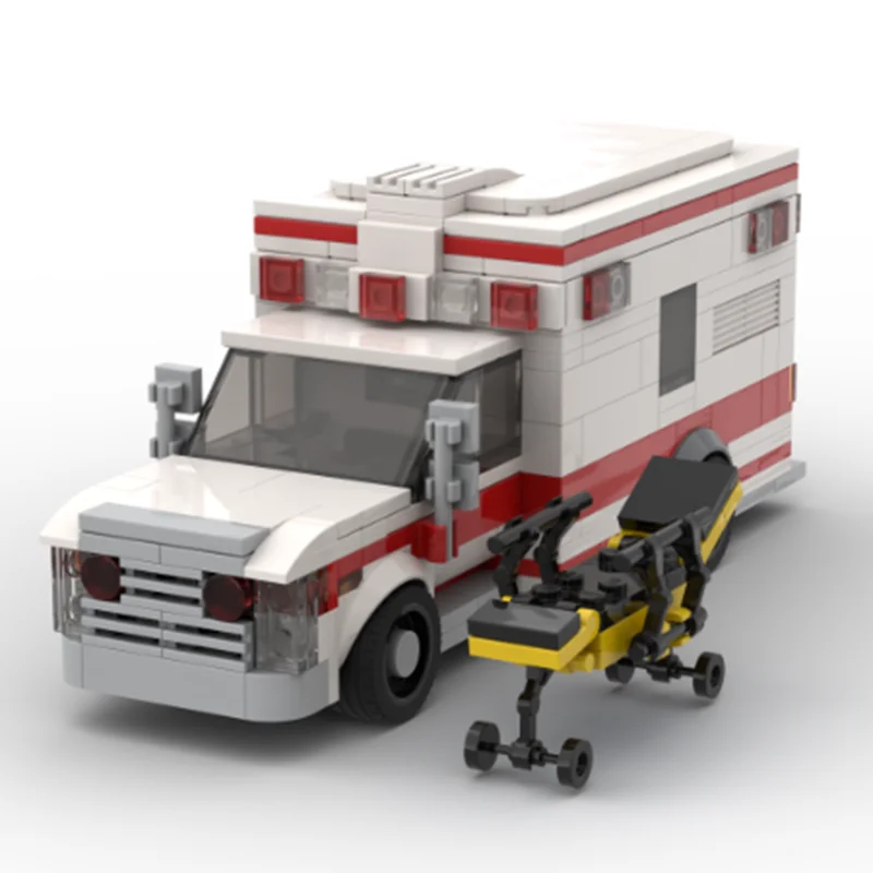 Ambulance Car Blocks MOC-XM191505 City Rescue Vehicle Model Bricks High Tech Particle Children Building Ideas DIY Toy Gift Boys