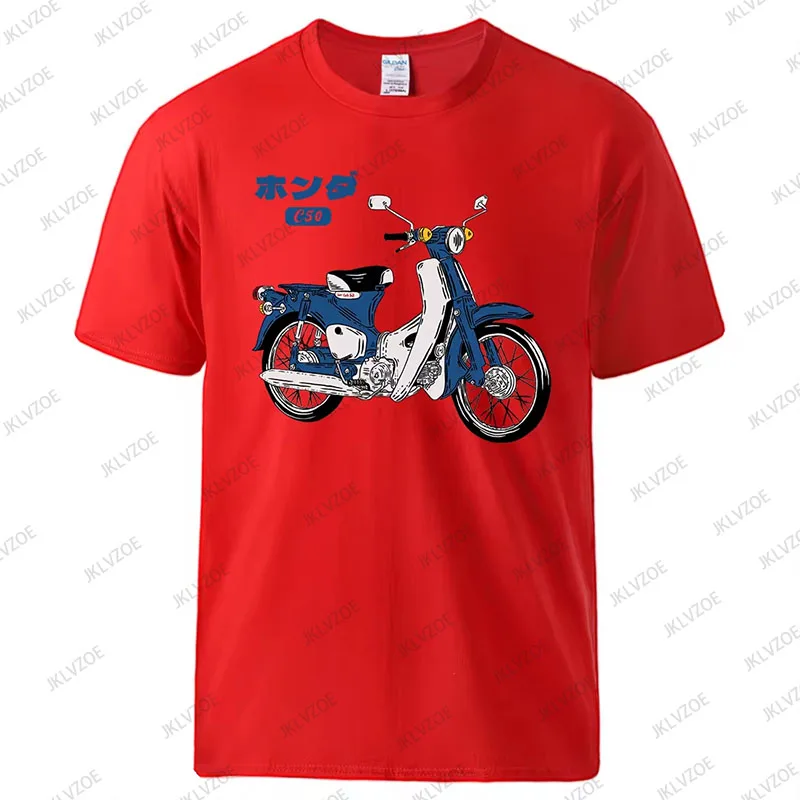 الكلاسيكية سوبر شبل C50 دراجة نارية طباعة تي شيرت رجالي القطن موضة قصيرة الأكمام تنفس تي شيرت مع تي شيرت المتضخم #4