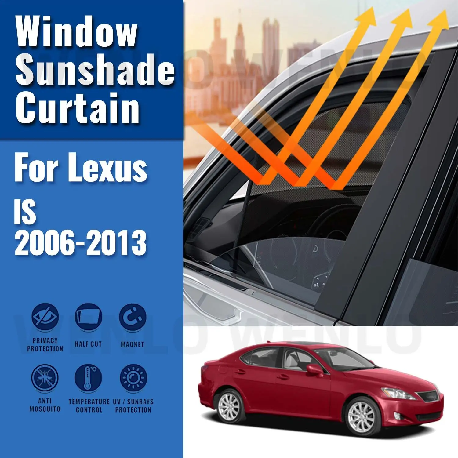 For LEXUS IS250 2006-2013 Magnetic Car Sunshade Shield Front Windshield Frame Curtain Net Baby Rear Side Window Sun Shade Visor