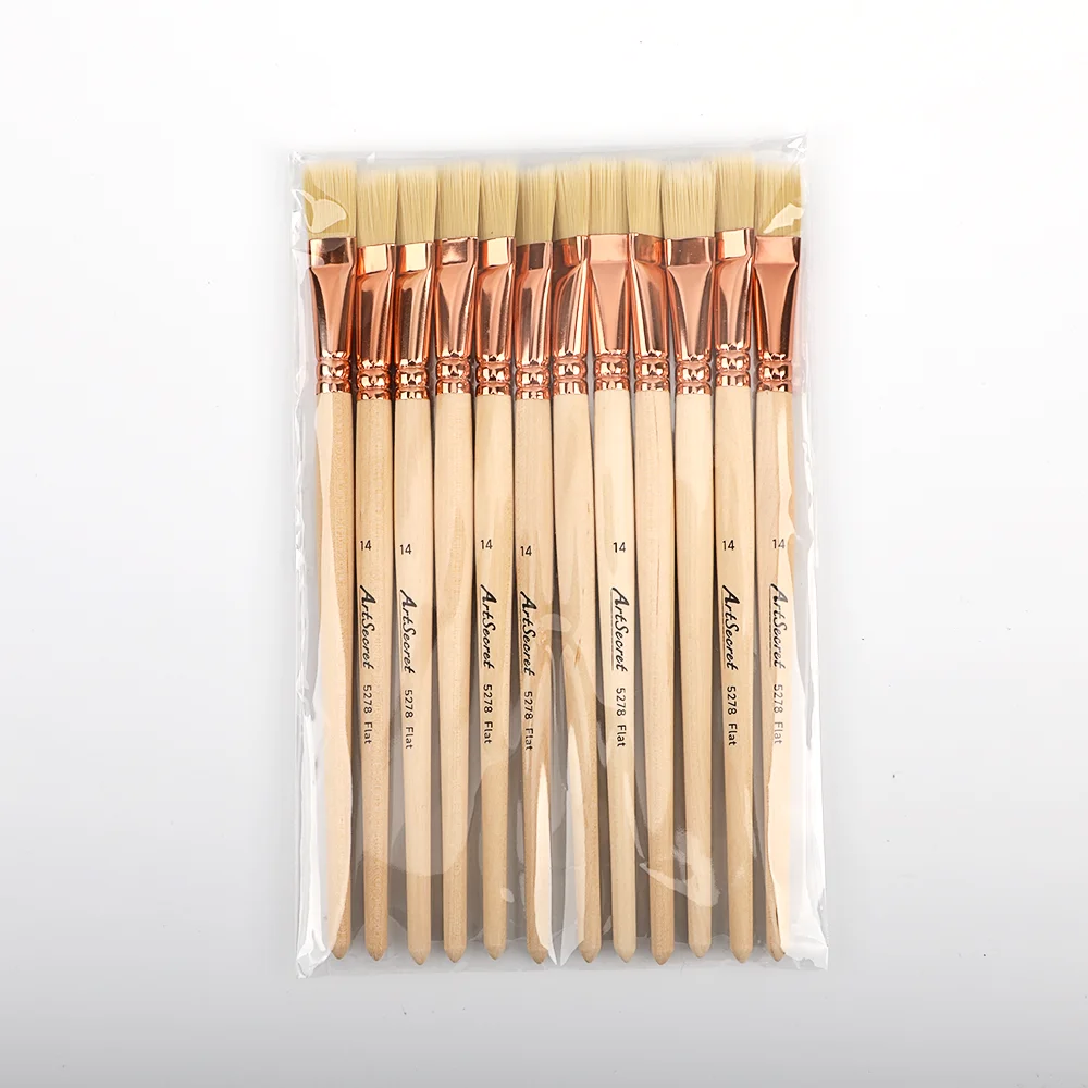 

Artsecret 12PCS Nylon Hair Paint Brushes Set for Arylic Oil Painting Flat Drawing Brush for Artist Beginner Art Supplies