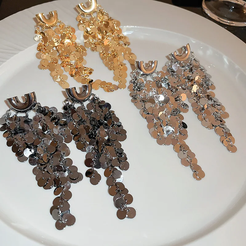 أقراط شرابة من الفضة الإسترلينية للنساء ، إبرة عصرية ، فاخرة ، مبالغ فيها ، متفجرة ، مشاهير الإنترنت ، أقراط مرصعة ، جديدة ،