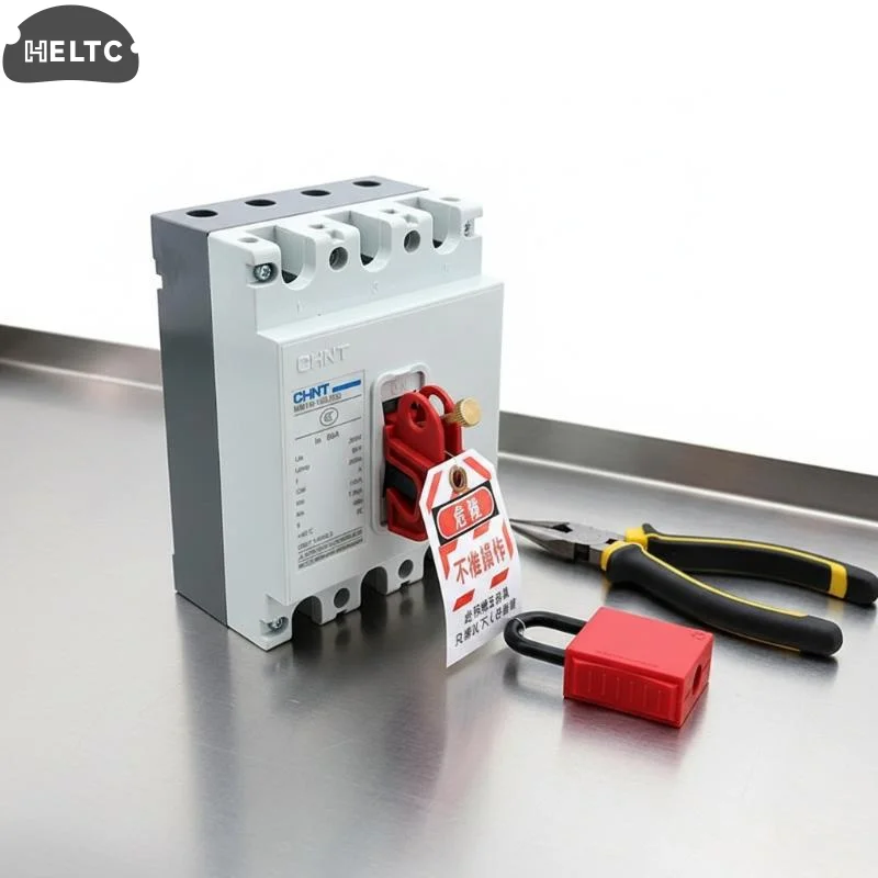 MCCB Circuit Breaker Lockout with Tool-Free Air Switch LOTO Device Safety Lock for Power Repair and Maintenance Task