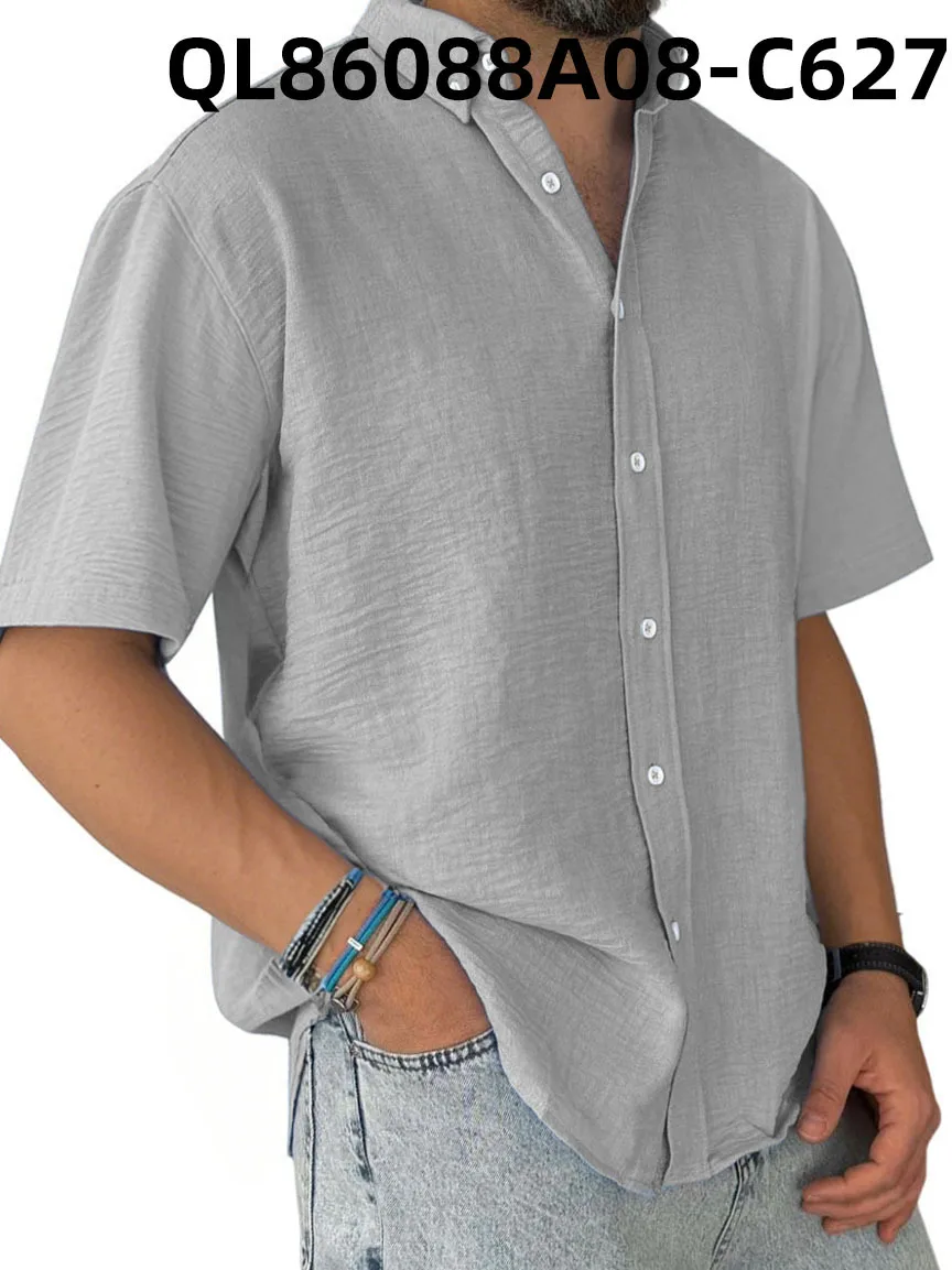 2025 New Shirt Printed Loose Short-sleeved Lapel Shirt