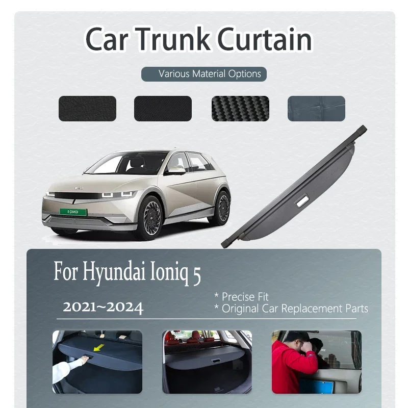 

Car Rear Trunk Curtain Covers For Hyundai Ioniq 5 NE 2021~2024 Retractable Trunk Storage Rack Partition Shields Auto Accessories