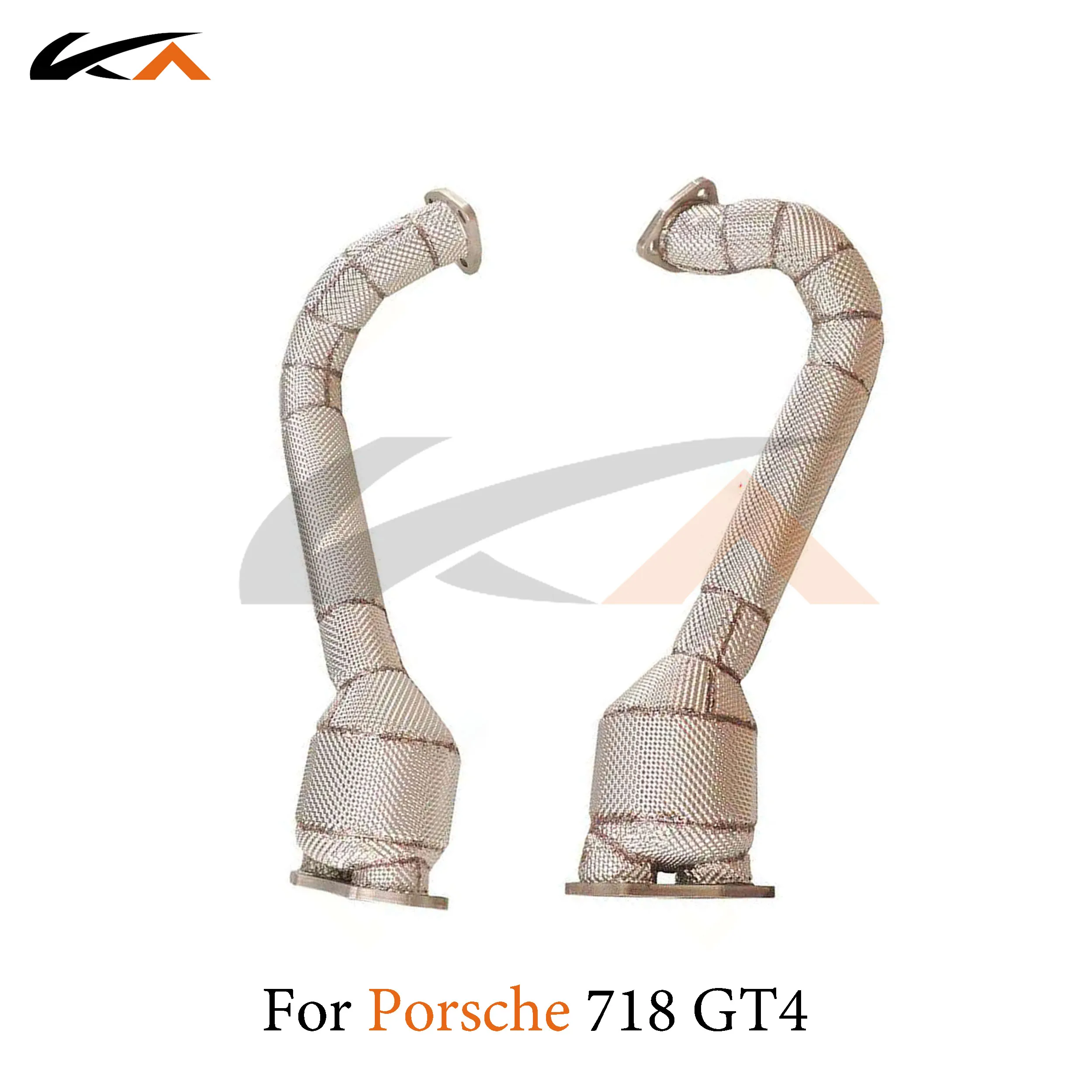 KA Tuning exhaust system header stainless downpipe for Porsche 718 GT4 4.0L axle pipe performance catalysis heat shield