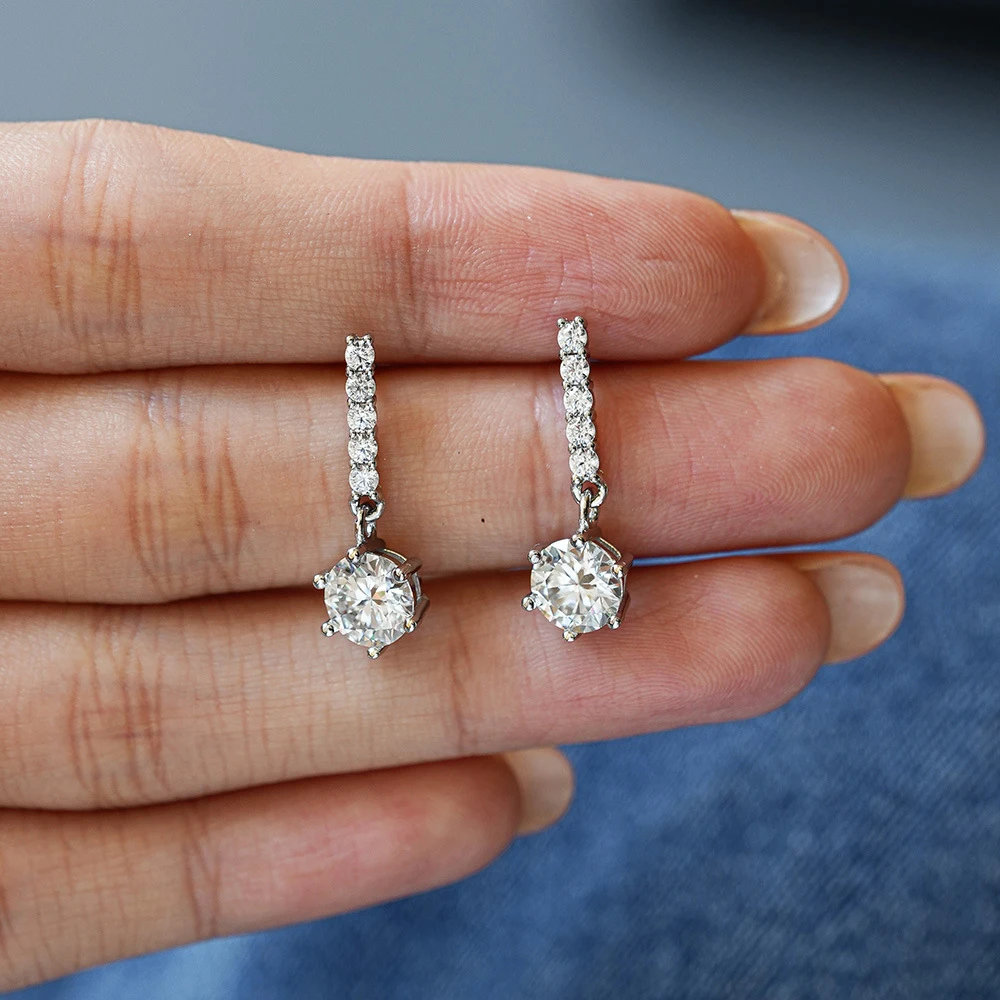 1 ctx2 Moissan ite Tropfen Ohrringe für Charm Lady Silber Schmuck mit königsblauer Farbe Goldgelb Farbe Femald Dating Geschenk – Detail 19
