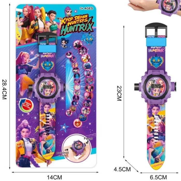 kpop Witch Huntress Squad 24 Pattern 3D Projection Watch Sonic Action Figure Kids Flip Watch Projector Toy  Birthday Gift ﻿