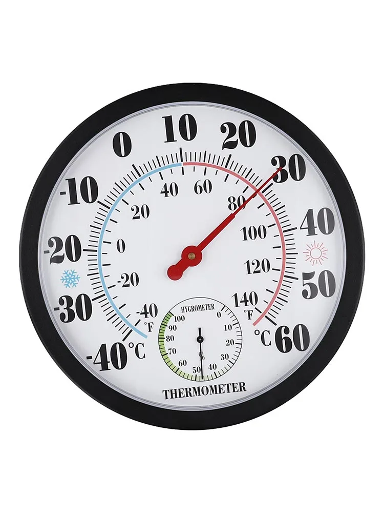 10 Inch Outdoor Wall Hanging Thermometer with Large White Dial  Accurate Temperature and Humidity Measurements