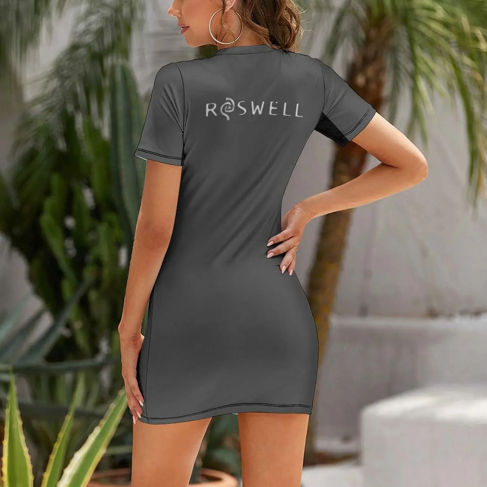 فستان سهرة بشعار Roswell 2000 بأكمام قصيرة فستان نسائي ملابس نسائية صيف 2025 مستجدات فستان أنيق #2