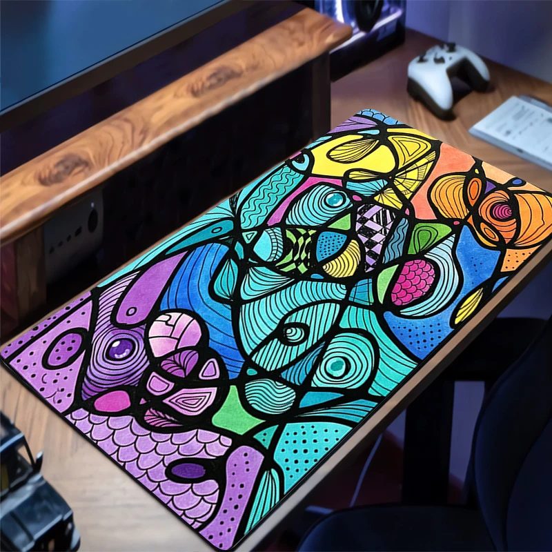 Mouse pad stained glass Professional E-sports gamers speed pc Gaming Rubber keyboard notbook desk mat mousepad 800X300