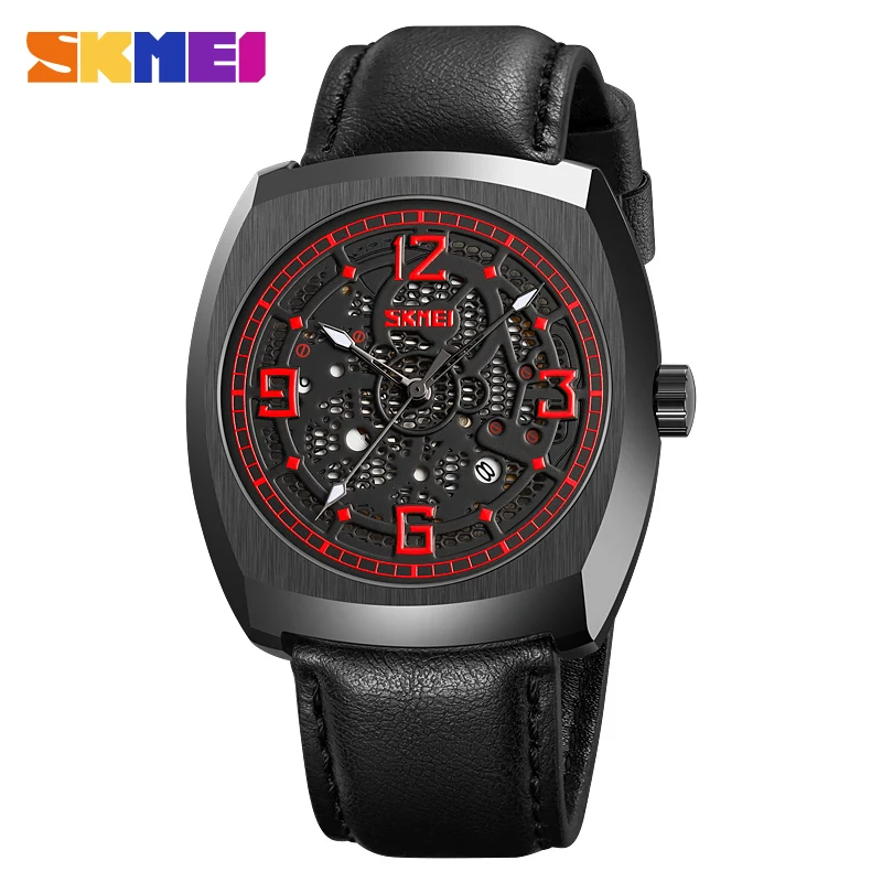 SKMEI Fashion Mens Quartz Wristwatch Relogio Masculino Leather Band Men Waterproof Sport Watches For Men Date Clock Wristwatch