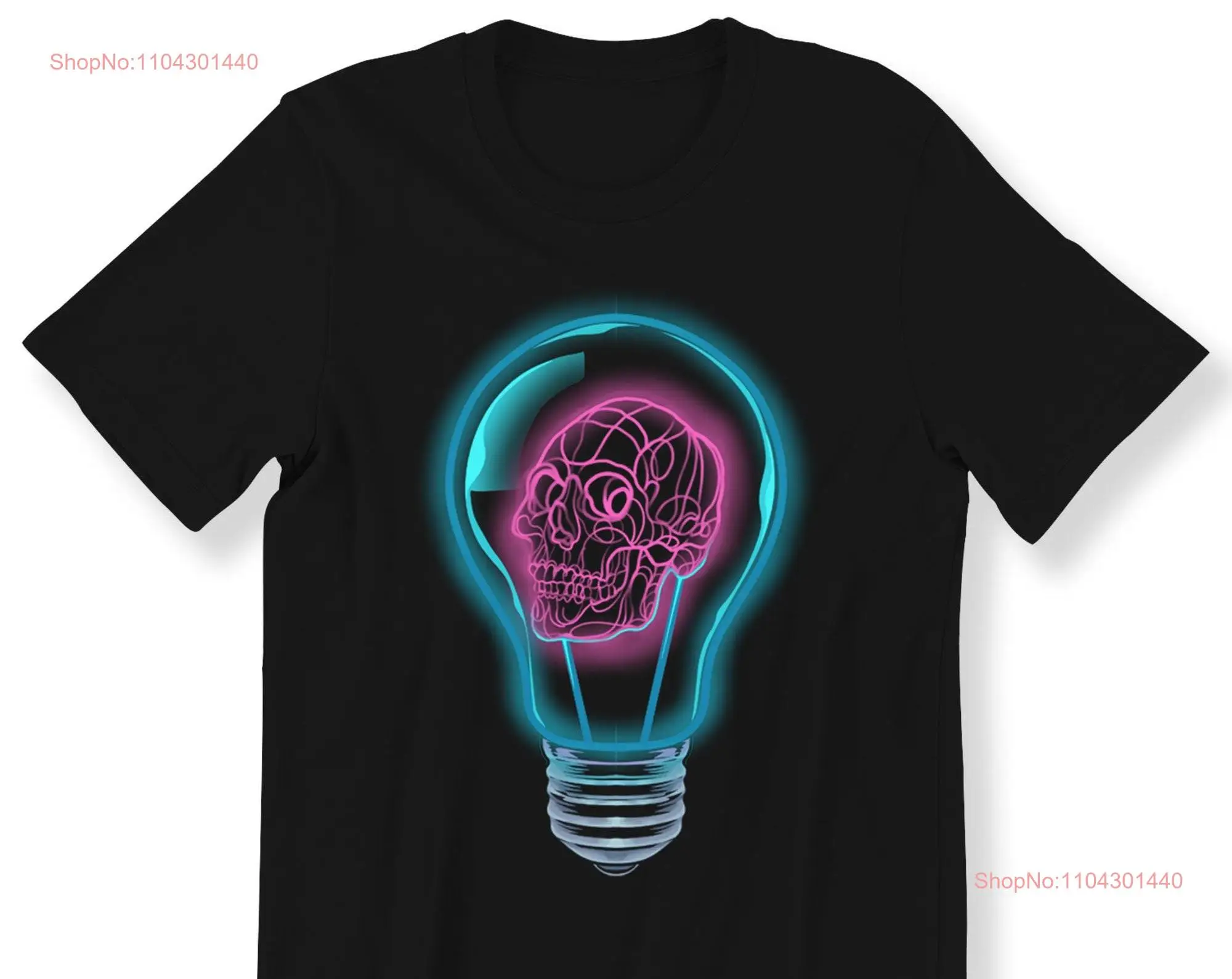 Skull Lamp T Shirt For Men And Women Line Art Lovers Top Plus Size Available 3XL 4XL 5XL long or short sleeves