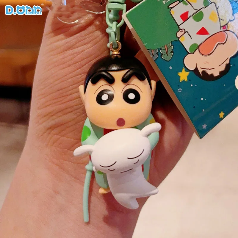 Miniso تلوين شينشان المفاتيح Kawaii بيجامة سلسلة سيارة المفاتيح قلادة Ins الكورية الكرتون أنيمي صديق جيد هدية عيد ميلاد