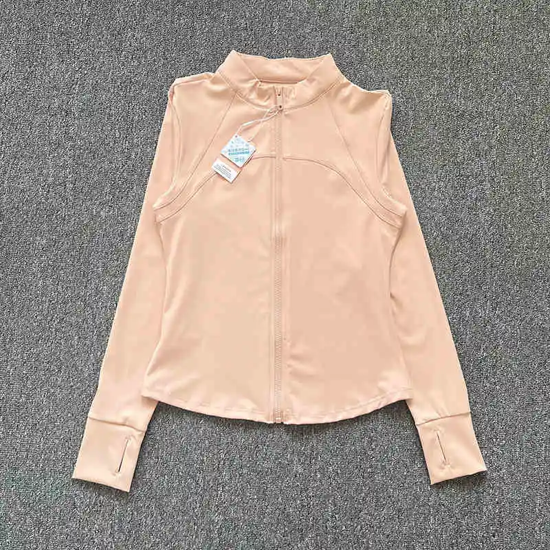 Autumn stand-up collar sports fitness jacket front zipper quick-drying slim yoga suit wearable high elasticity running cycling c