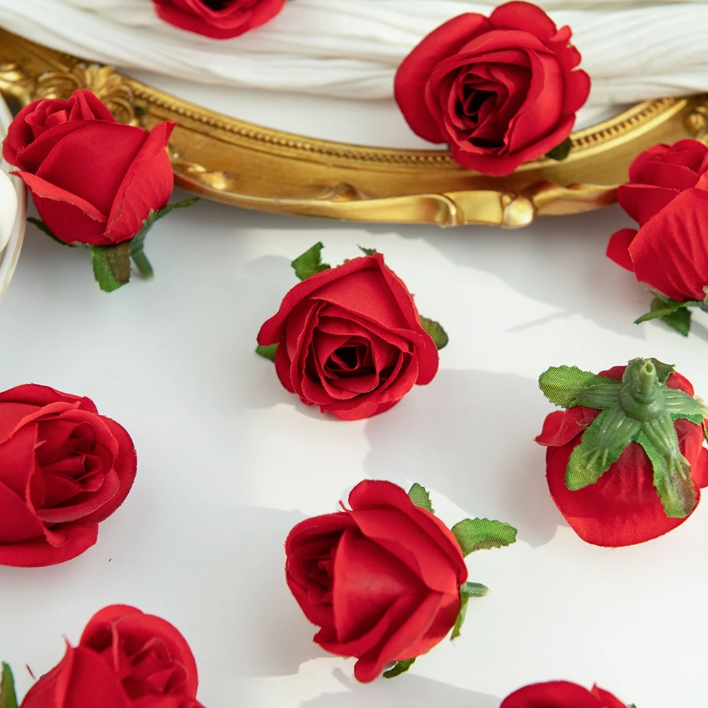 30/60 stuks Kunstbloemen Zijden Rozen Hoofd Bloemstukken Bruiloft Jurk Decoratie Festival DIY Cadeaus Snoepdoos Knutselwerk Haaraccessoires
