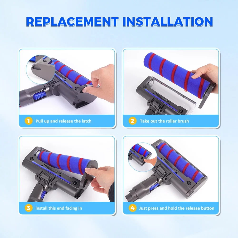 A61I Direct Drive Cleaner Head Brush For Dyson V7 V8 V10 V11 V15 Soft Sweeper Roller Replacement Vacuum Parts
