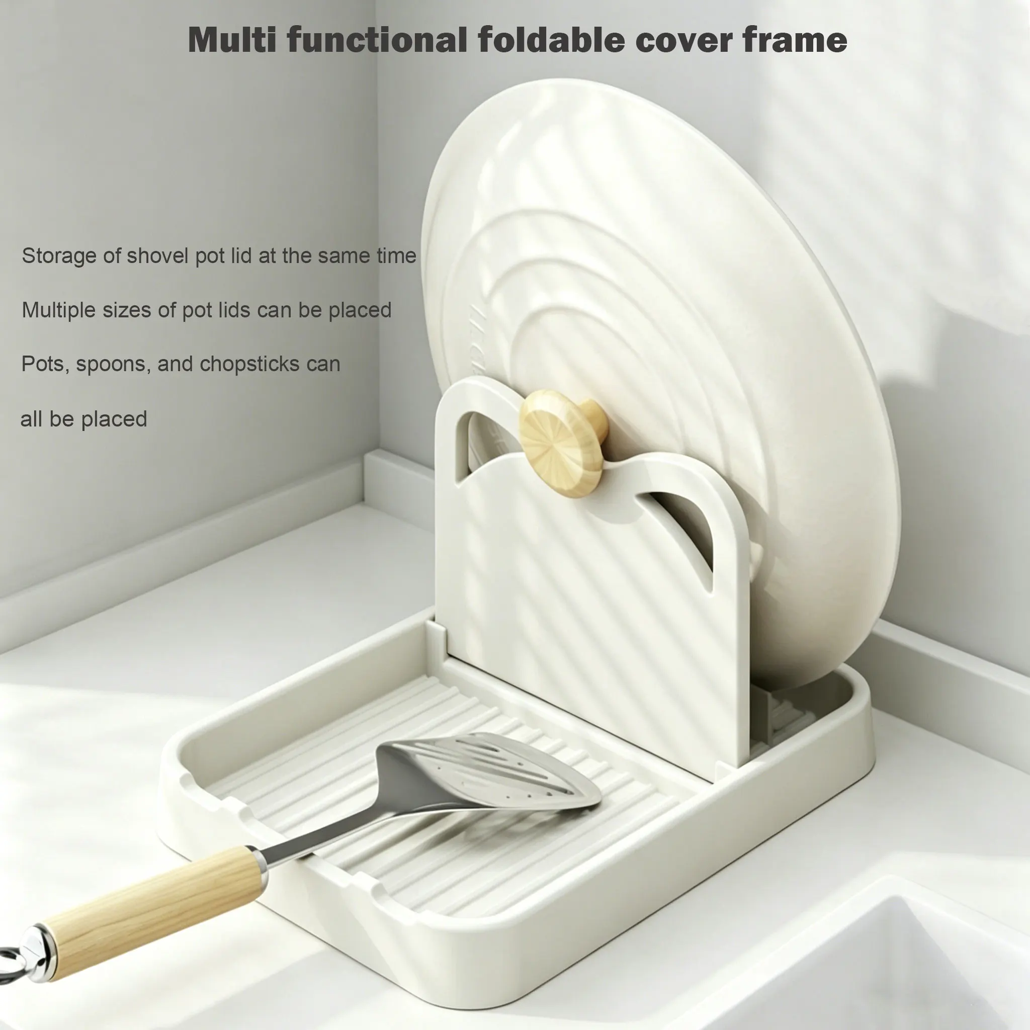 1/2pcs Multifunctional Pan Pot Lid Holder Stand Pan Pot Cover Rack Spoon Rest Pot Lid Spatula Spoon Storage Shelf Kitchen Tools