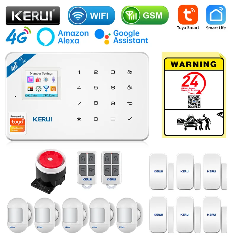 KERUI 4G/WIFI Alarm System Wireless Home Security KIT W184 GSM Alarm Panel Smart Home Devices Window/Door Sensor