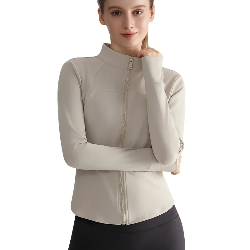 

Sports Jacket Women's Autumn Harvest Waist Slim Zipper Shirt Long Sleeved Warm Stand Up Collar Yoga Suit Top