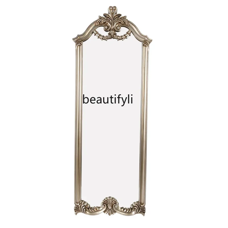 l Model house wooden frame bar Nordic European and American fitting mirror, size luxury, high-end fitting room