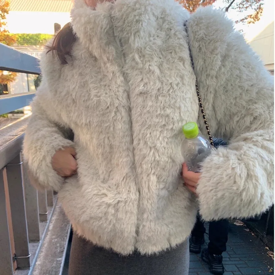 

Шикарная осенне-зимняя куртка из меха ягненка, женское модное пальто, теплое хлопковое длинное пальто прямого кроя, без бренда B3979