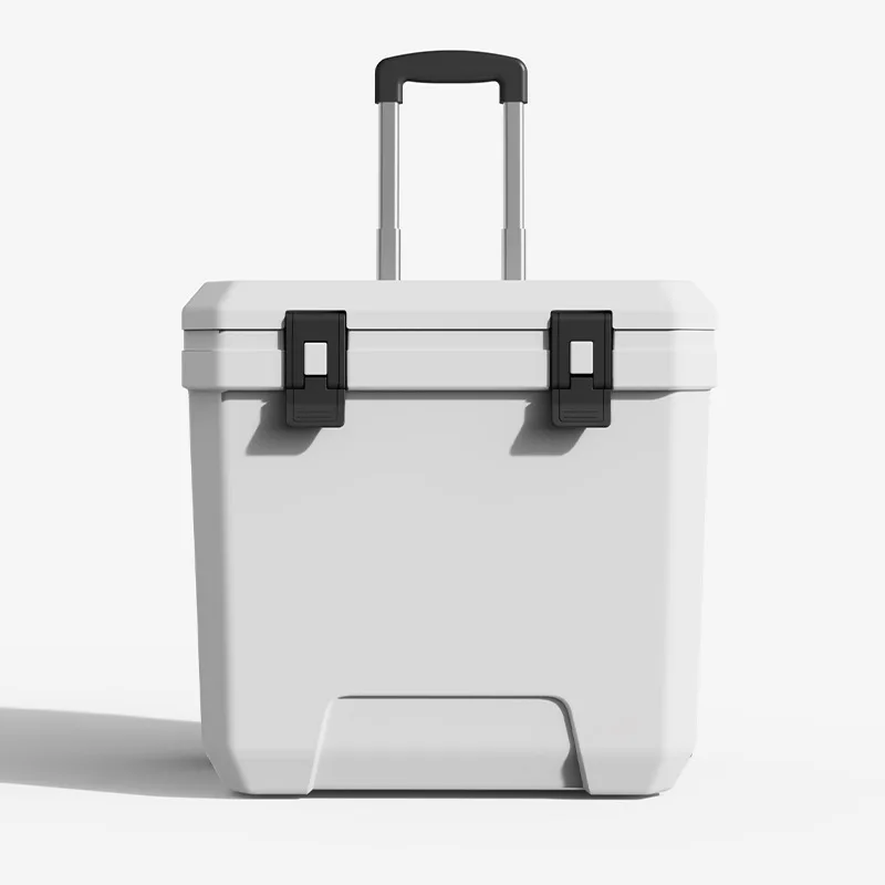 

Outdoor Camping 24QT Insulated PE Ice Cooler Box Fish Cooler Box Refrigerator Thermal Box With Trolley Car Ice Chest Cooler