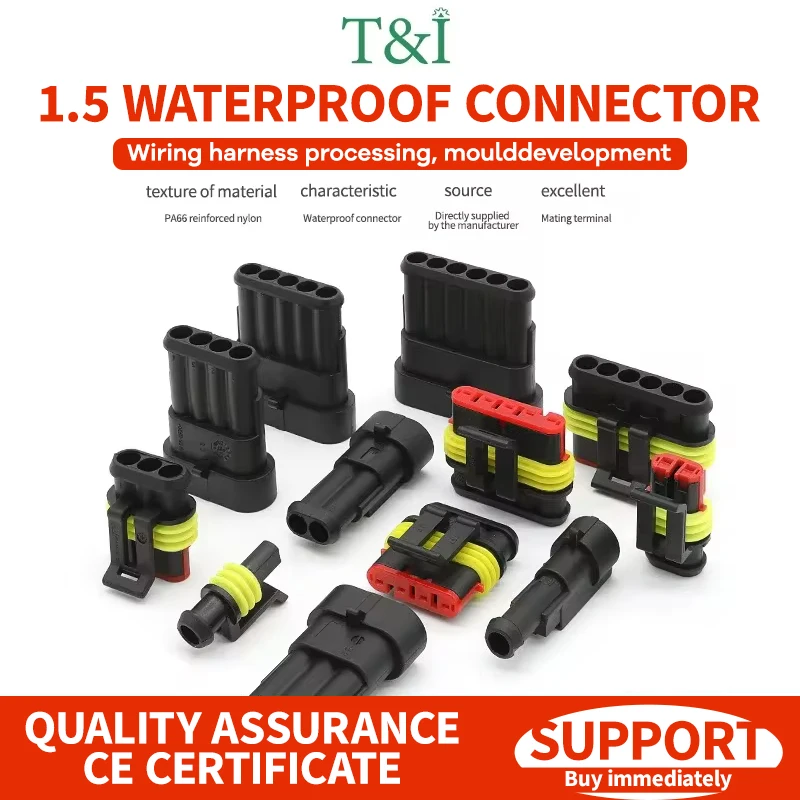 

20/50/100 Sets1.5 AMP series 1P/2P/3P/4P/5P/6P car connector DJ7041-1.5-11/21 282080-1 docking terminal waterproof connector