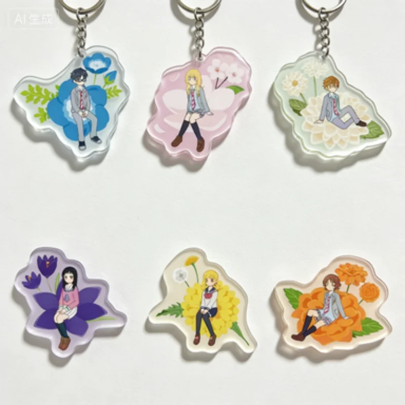 

Anime Your Lie in April Cosplay Ornaments Sawabe Tsubaki Miyazono Acrylic key chains Animation Peripheral Toy for gift
