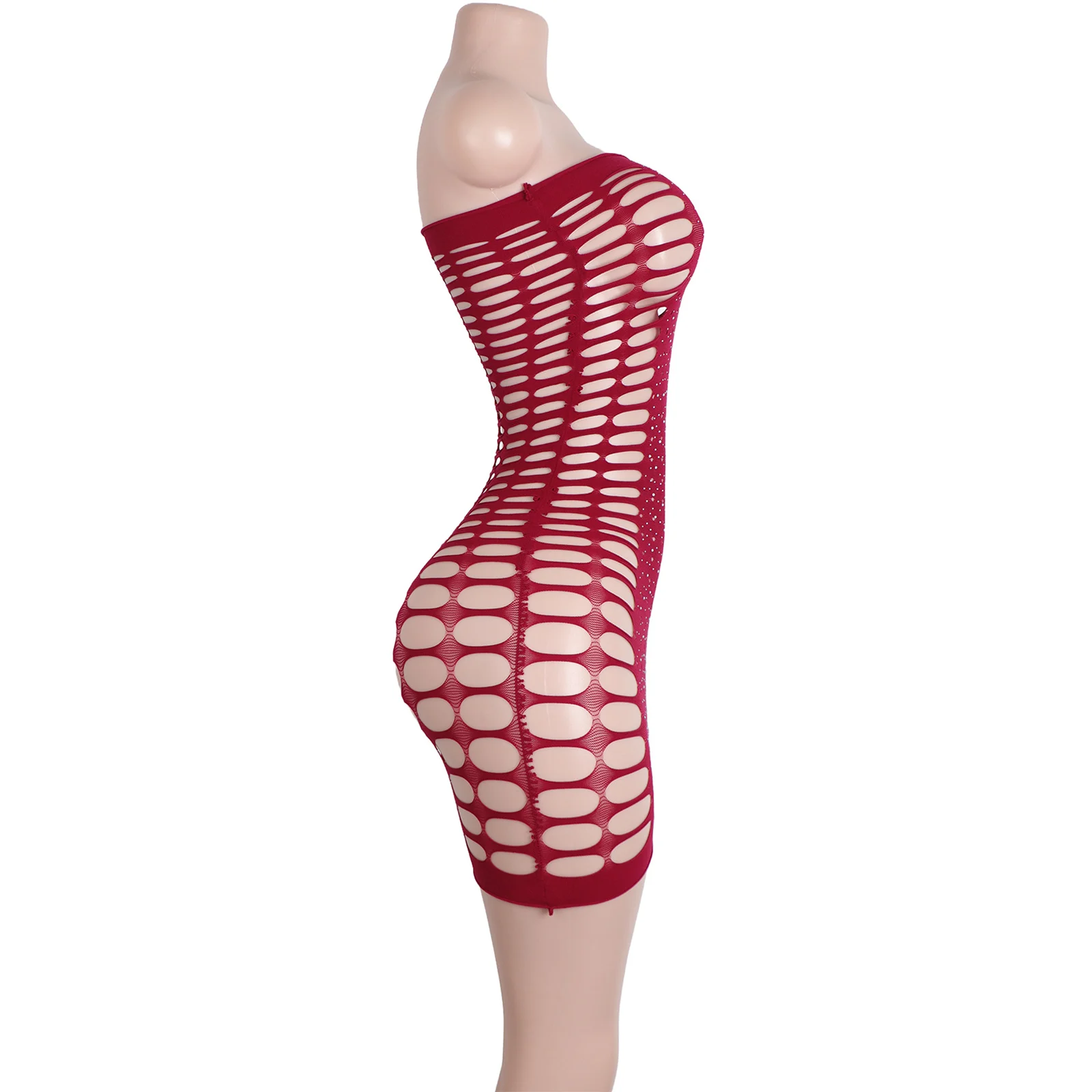 Stage Fishnet Rhinestone Bodysuit Performance Wear Sexy Dance Costume Club Outfit Entertainer Clothing Events Glamorous Apparel