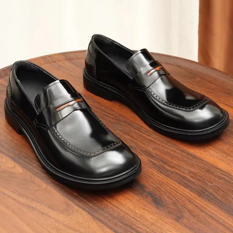 

Luxury Men Penny Loafers First-layer Cowhide Slip-on Business Casual Leather Shoes For Men Dress Shoes Male Driving Loafers