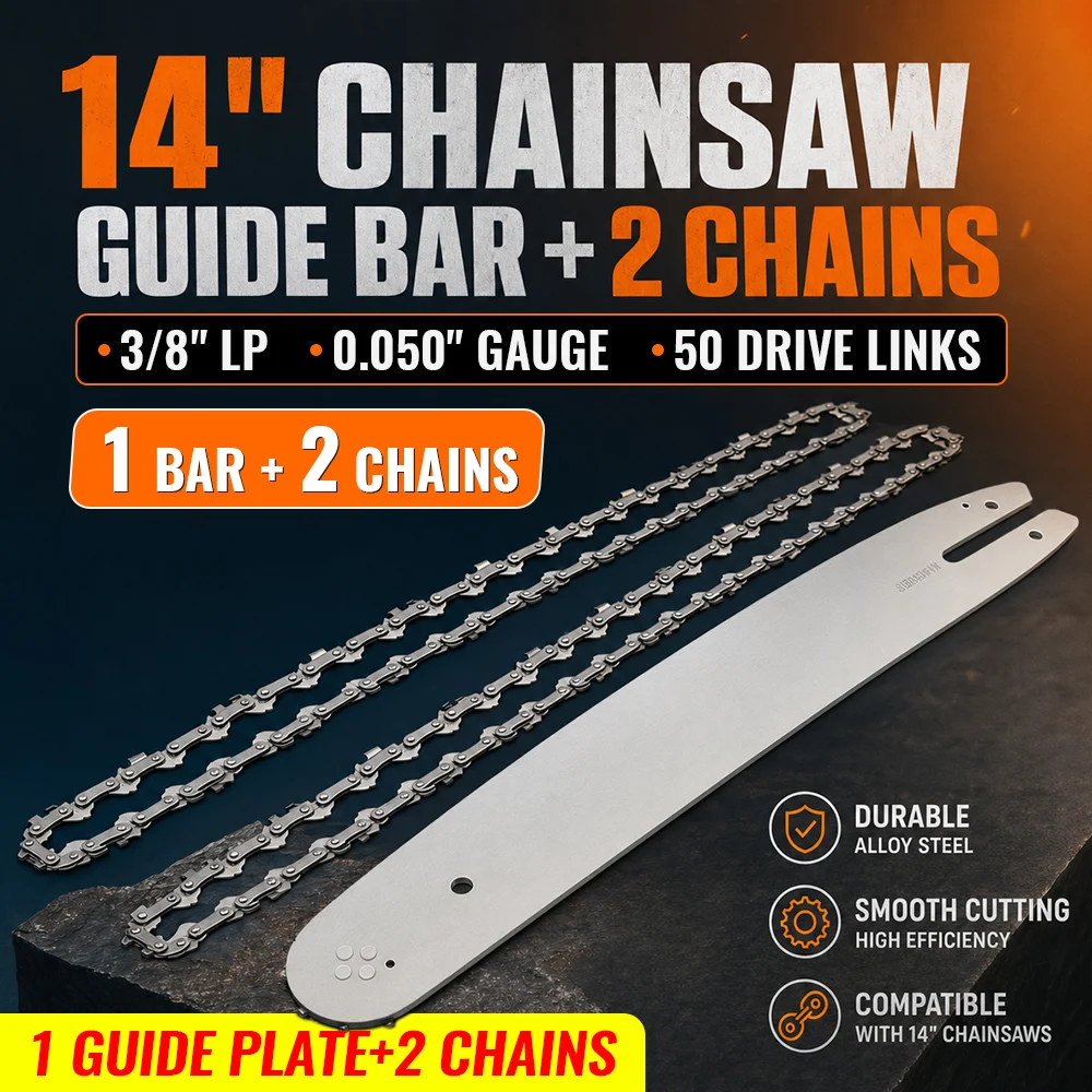 Premium 14/16 Inch Chainsaw Guide Bar and Chain Combo 3/8