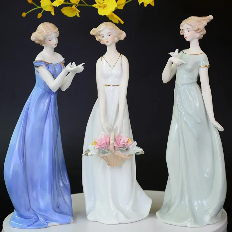 Europe Ceramic Beauty Figurines Home Furnishing Crafts Western Decoration Porcelain Handicraft Ornament Wedding Gift