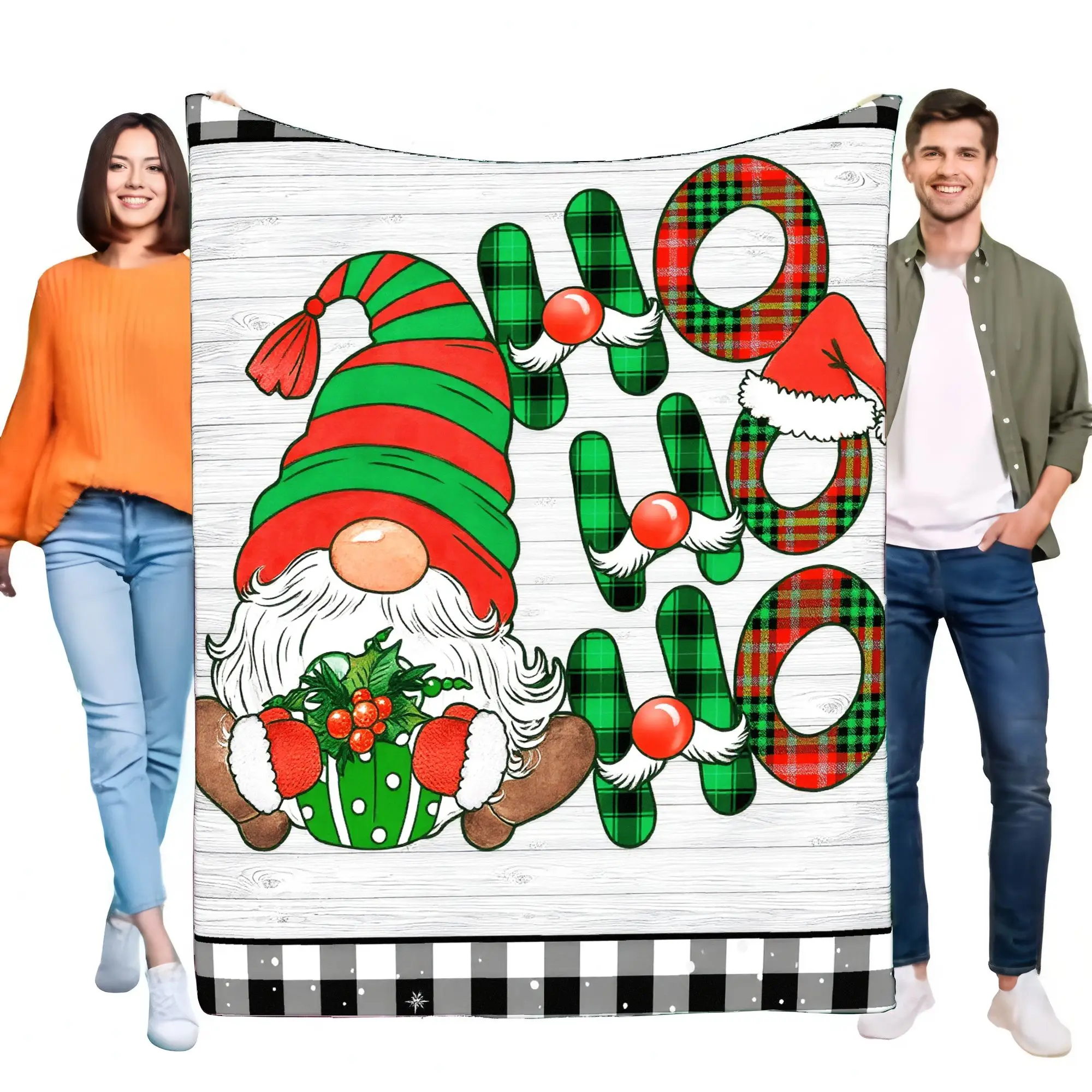 Christmas Gnome Blanket Cozy Soft Throw for Beds and Sofas, Perfect Holiday Decor for Winter and Christmas Celebrations, Ideal G