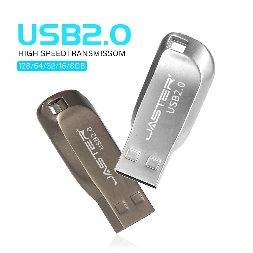 

JASTER Mini 2.0 Metal USB Flash Drive 128GB High Speed Memory Stick 64GB PenDrive 32GB 16GB 8GB 4GB Free Key Chain U Disk