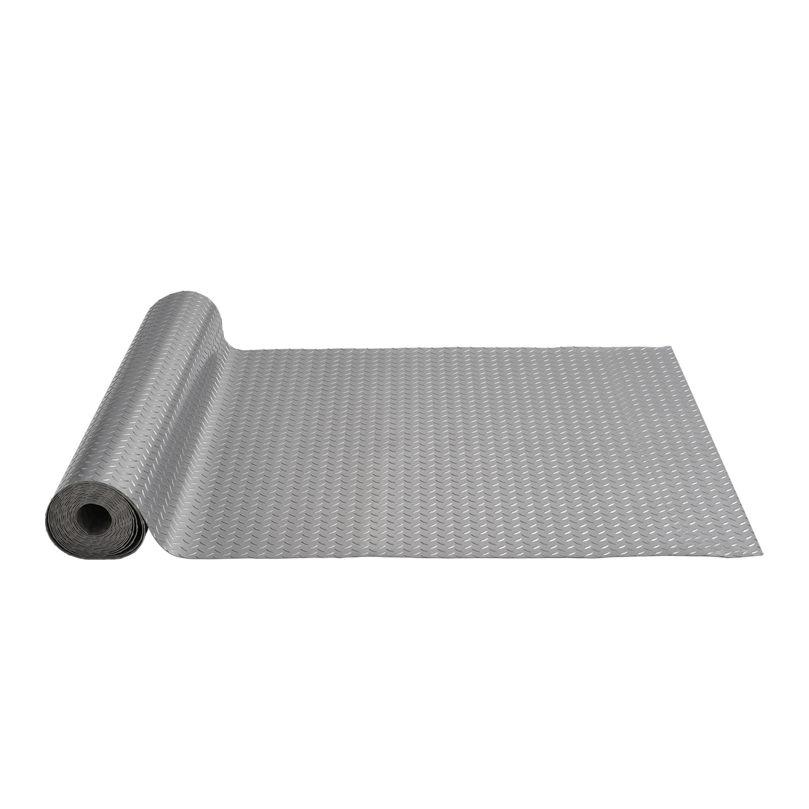 VEVOR Garage Floor Mat 157.48 x 59.05 inch PVC Garage Flooring Roll Non-slip Diamond Texture 64.58 sq.ft Covering Space Silver