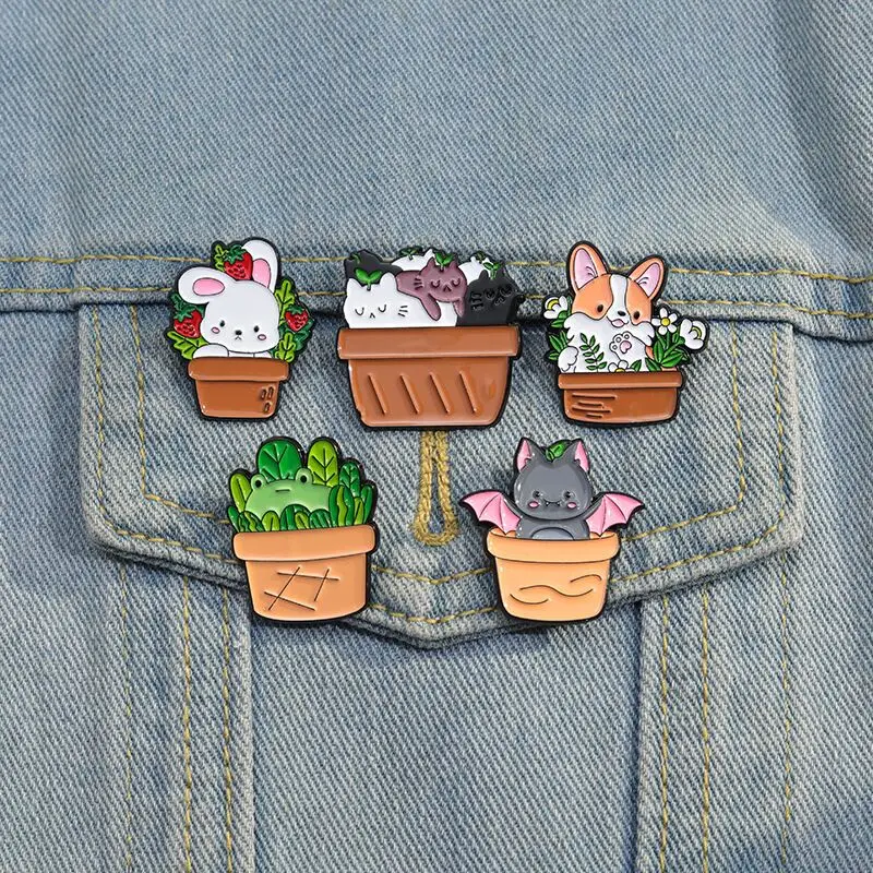 5pcs Personalized, Creative, Cute Small Animals, Flower Clusters, Badges, Backpacks, Versatile Cartoon Pins, Cartoon Clothing AC